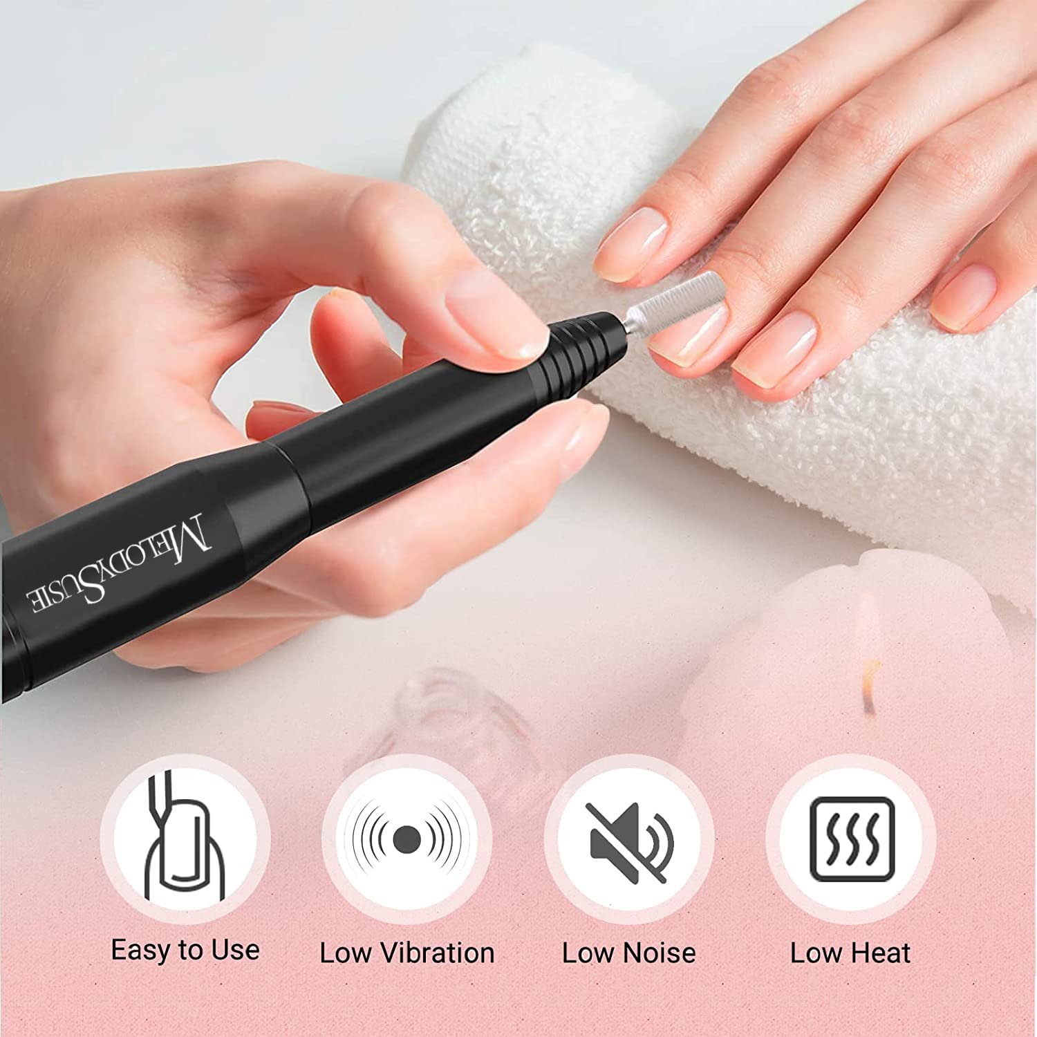 MelodySusie Electric Nail Drill Machine 11 in 1 Kit, Portable Electric Nail File Efile Set for Acrylic Gel Nails, Manicure Pedicure Tool with Nail Drill Bits Sanding Bands Dust Brush, Gold - Image 3